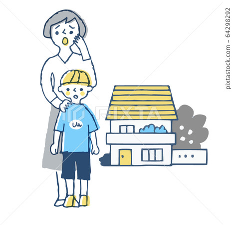 Parent and child and house Parent and child and house 64298292
