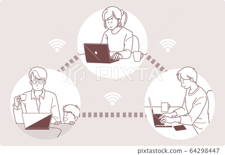Teleworking people image illustration Teleworking people image illustration 64298447