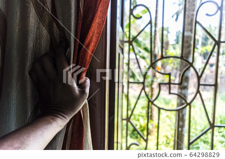 Close up sick man hand self quarantine and Lockdown at home Close up sick man hand self quarantine and Lockdown at home 64298829