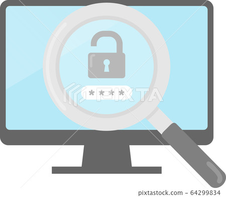 Security, PC and magnifying glass - Stock Illustration [64299834] - PIXTA