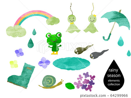 Rainy season illustration set watercolor texture Rainy season illustration set watercolor texture 64299966