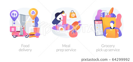 Quarantine food essentials supply abstract concept vector illustrations. 64299992
