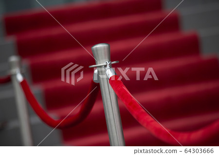 Red Carpet, stairs and Barrier Rope 64303666
