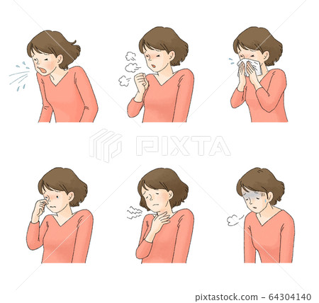 Illness Symptom Set 1 (sneezing, coughing,... - Stock Illustration ...