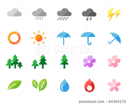 Weather and nature flat design icon set Weather and nature flat design icon set 64304170