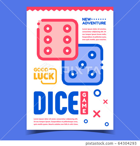 Dice Game Casino Bright Advertising Poster Vector 64304293