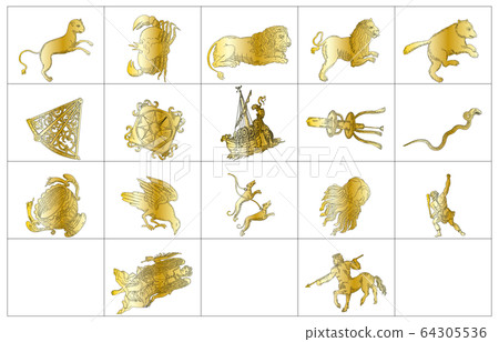 春季星座帶陰影無線條金色框 64305536