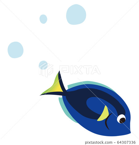 Illustration of a simple blue tang Illustration of a simple blue tang 64307336