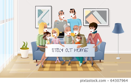 Quarantined Family Stay at Home During Pandemic Quarantined Family Stay at Home During Pandemic 64307964