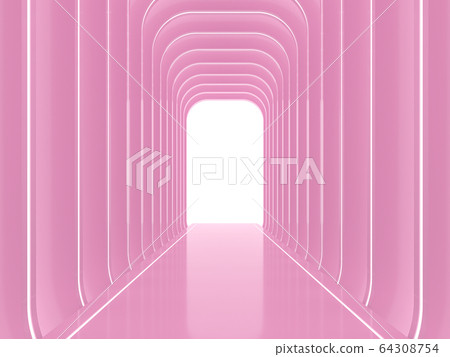 Abstract glossy pink space background 3d render 64308754