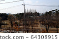 Countryside trees and poles sky mountain 64308915
