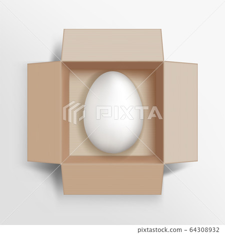 White chicken egg in a brown cardboard box White chicken egg in a brown cardboard box 64308932
