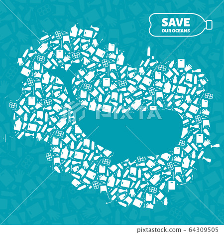 Whale stop ocean plastic pollution concept 64309505