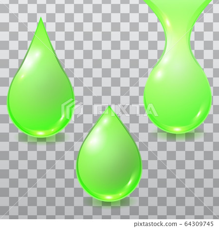 Vector set of green drops isolated on checkered Vector set of green drops isolated on checkered 64309745