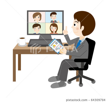 Men having an online meeting 64309784