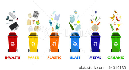 Containers for all types of garbage. 64310183