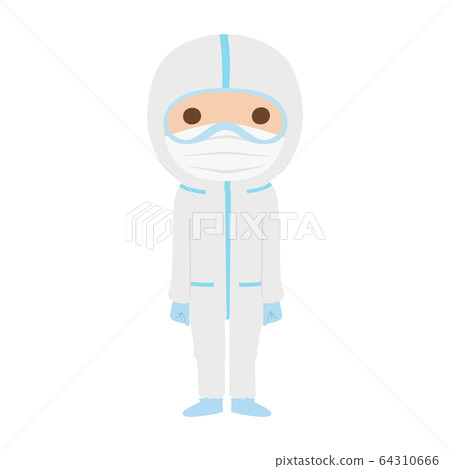 穿防護服的一名醫護人員的例證。 穿防護服的一名醫護人員的例證。 64310666