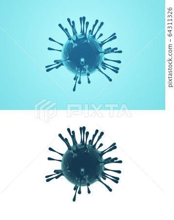 Coronavirus cells. 3D illustration on white and blue isolated Coronavirus cells. 3D illustration on white and blue isolated 64311326
