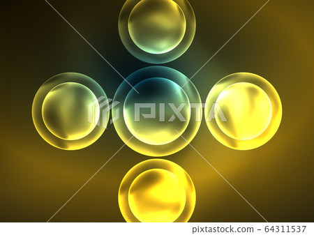 Glowing neon shiny transparent bubbles, glass circles or bio cell concept. Techno futuristic vector abstract background For Wallpaper, Banner, Background, Card, Book Illustration, landing page Glowing neon shiny transparent bubbles, glass circles or bio cell concept. Techno futuristic vector abstract background For Wallpaper, Banner, Background, Card, Book Illustration, landing page 64311537
