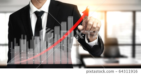 Double Exposure Image of Business Profit Growth Double Exposure Image of Business Profit Growth 64311916