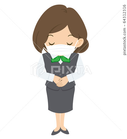 Mask bank clerk request office worker woman OL illustration 64312316