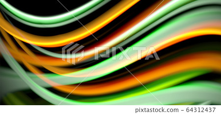 Abstract silk smooth lines on black, multicolored liquid fluid rainbow style waves on black Abstract silk smooth lines on black, multicolored liquid fluid rainbow style waves on black 64312437