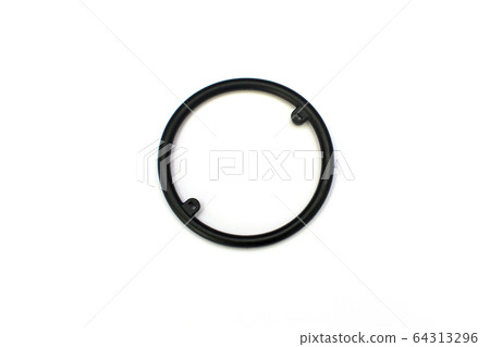 Rubber o-ring industrial use isolated on white background.	 64313296