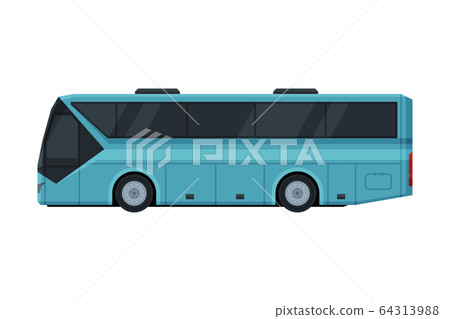 Modern Passenger Bus, Side View, Public Transportation Vehicle Flat Vector Illustration 64313988