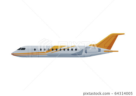 Modern Passenger Airplane, Flying Aircraft Vehicle, Air Transport, Side View Flat Vector Illustration Modern Passenger Airplane, Flying Aircraft Vehicle, Air Transport, Side View Flat Vector Illustration 64314005