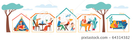Stay at home vector quarantine illustration... - Stock Illustration ...