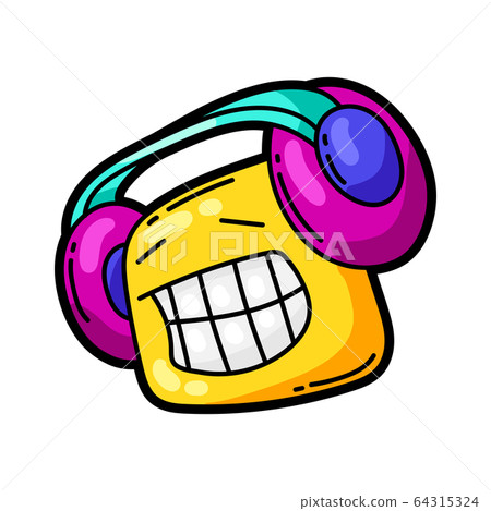 Illustration of cartoon funny character listening to music. Illustration of cartoon funny character listening to music. 64315324