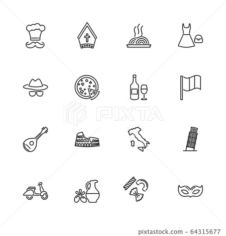 Italian - Flat Vector Icons Italian - Flat Vector Icons 64315677