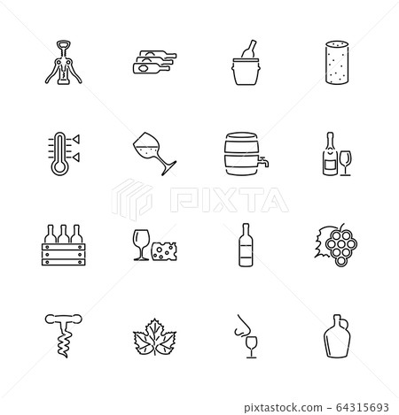 Wine - Flat Vector Icons 64315693