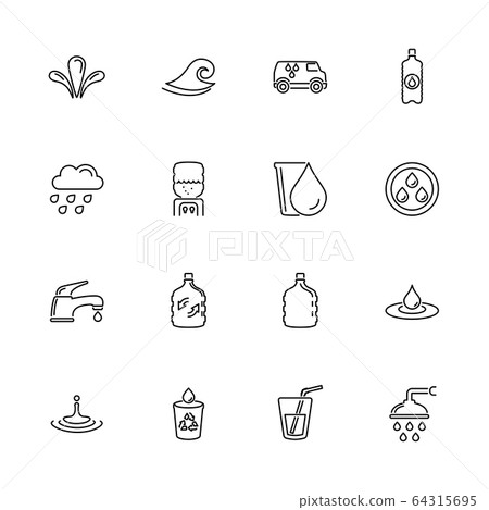 Water - Flat Vector Icons 64315695