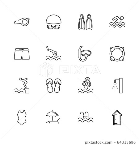 Water Pool - Flat Vector Icons 64315696