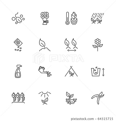Flowers Growing - Flat Vector Icons 64315715