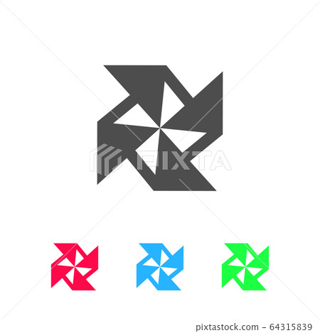 Paper windmill icon flat 64315839