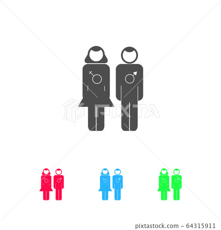 Pair of lovers icon flat. Pair of lovers icon flat. 64315911