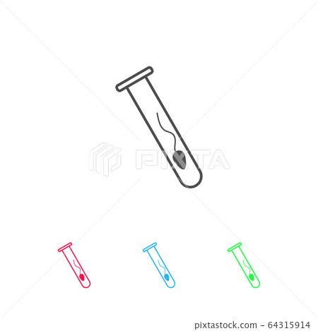 Sperm in test tube icon flat. Sperm in test tube icon flat. 64315914