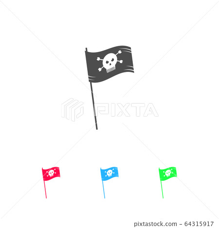 Pirate flag icon flat. Pirate flag icon flat. 64315917