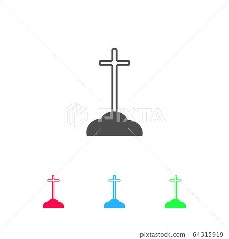 Cross on the grave icon flat. Cross on the grave icon flat. 64315919