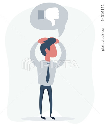 Handsome young business man in modern holding head with his hands, isolated over background. Concept 64316151
