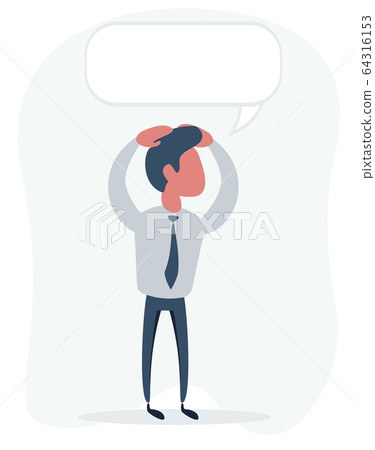 Handsome young business man in modern holding head with his hands, isolated over background. Concept 64316153