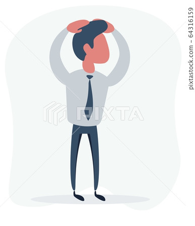 Handsome young business man holding head with his hands, isolated over background. Concept of neck Handsome young business man holding head with his hands, isolated over background. Concept of neck 64316159