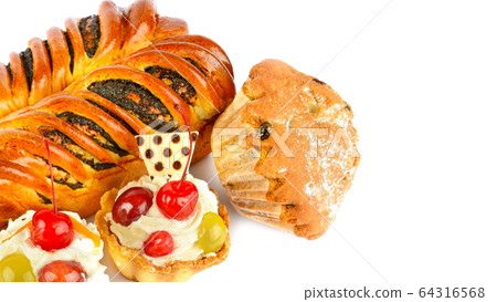 Sweet pastries isolated on a white background. 64316568