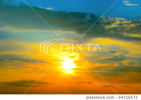 Cloudy sky and bright sunrise over the horizon. Cloudy sky and bright sunrise over the horizon. 64316572