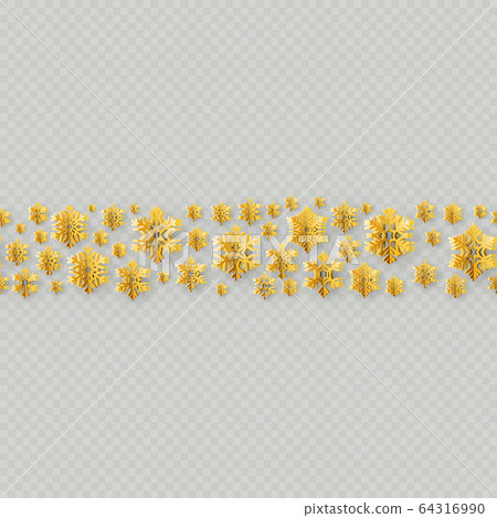 Christmas and New Year seamless border with gold foil snowflakes. EPS 10 Christmas and New Year seamless border with gold foil snowflakes. EPS 10 64316990