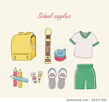 手繪風格矢量學校用品插畫集 64317306