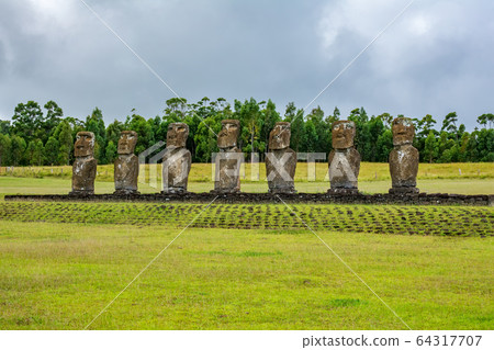 Ahu Akivi moai platform in Easter Island 64317707