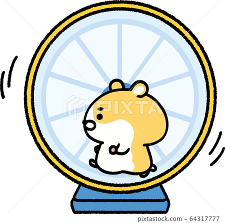 Golden hamster turning a wheel Golden hamster turning a wheel 64317777